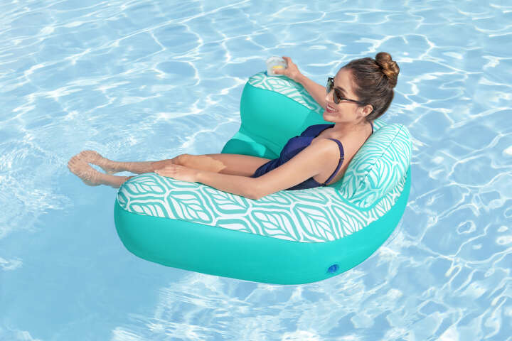 Bestway Poolsessel Comfort Plush Deluxe mit Kopfkissen und Getränkehalter
